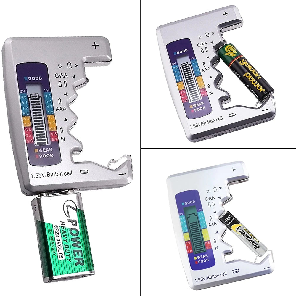 Digitaler Batterietester mit LCD-Display – für AA, AAA, C, D, 9V & Knopfzellen