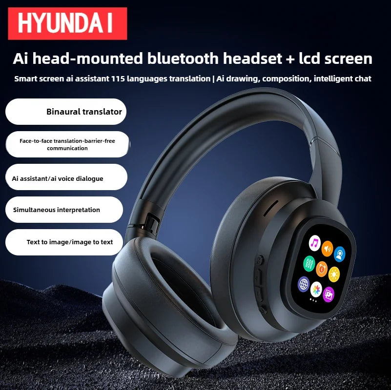 HYUNDAI X1PRO Bluetooth 6.0 Kopfhörer – KI-Übersetzung 100+ Sprachen | Touch-Control LED-Display