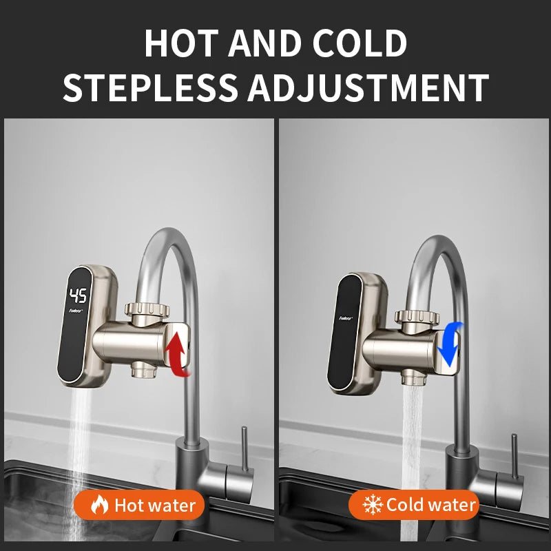 Fudeer 3400 W 220 V Elektrische Küche Warmwasserbereiter Wasserhahn Instant Hot Edelstahl Wasserhahn Heizung Kaltheizung Wasserhahn