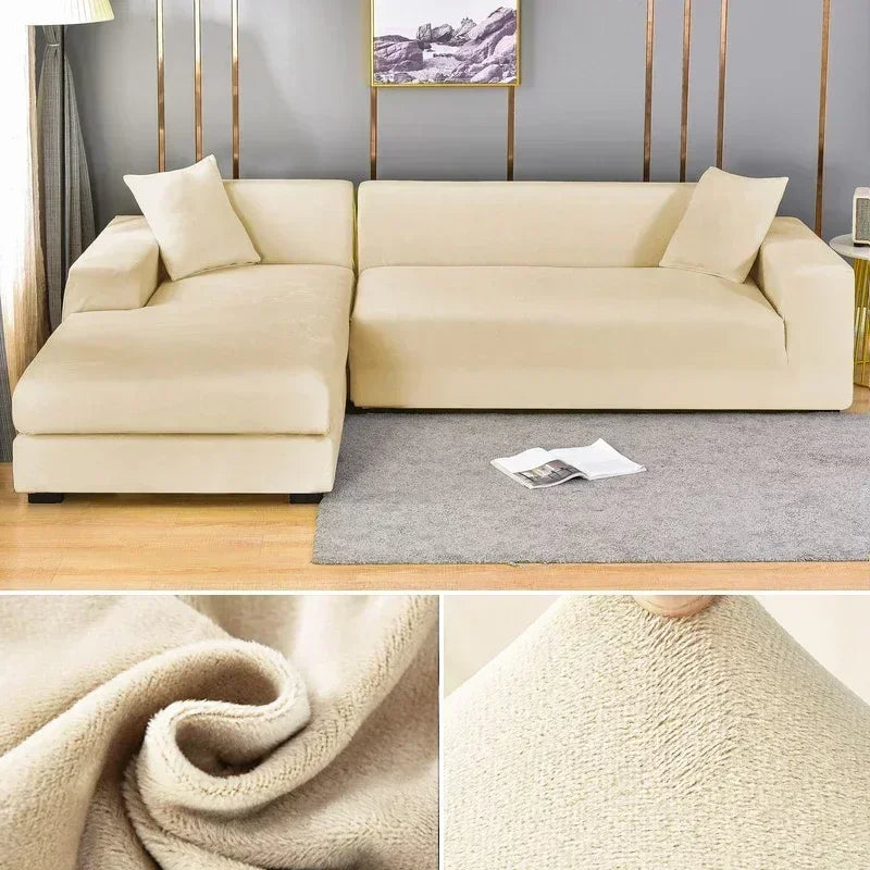 Samt-Sofabezug, dick, elastisch, 1/2/3/4-Sitzer-Sofabezug für Wohnzimmer, Samt-Plüsch, L-förmiger Ecksofa-Couchbezug
