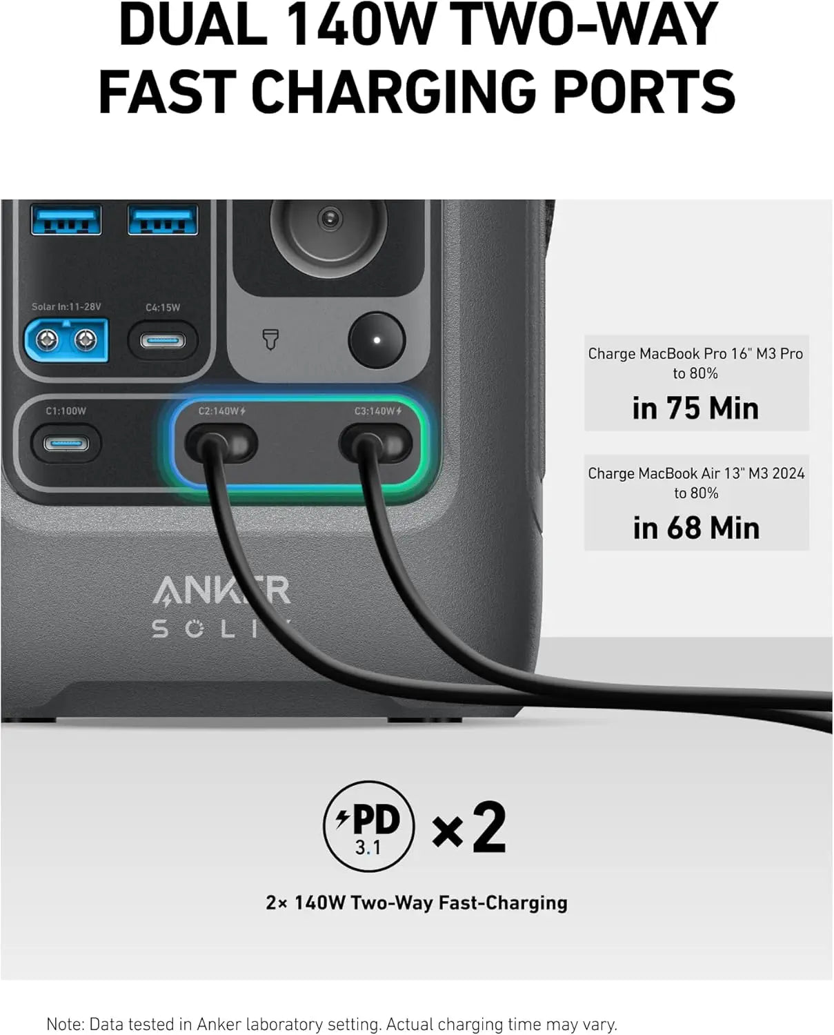 Anker SOLIX C300 DC Power Bank Station 288Wh Tragbares Kraftwerk 90000mAh Akku 300W Solargenerator für Camping Reisen