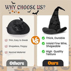 Halloween Hexenhut mit Rüschen – Schwarzer Hexen- & Zauberer-Hut für Cosplay & Party