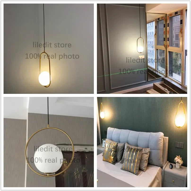 Moderne Led Hängen Lampe Minimalismus Metall Anhänger Lichter Glas Runde Glas Ball Nacht Beleuchtung Wohnzimmer Küche Nordic Deco