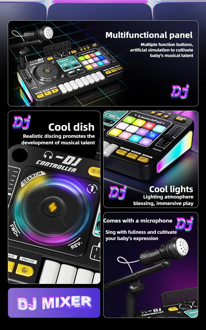 CONUSEA Kinder DJ-Mixer – Mikrofon, App-Steuerung, Klaviertastatur, 3–12 Jahre