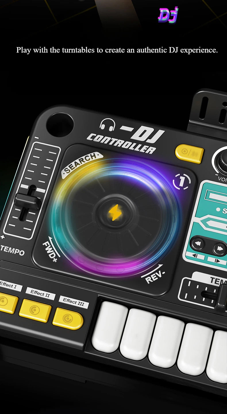 CONUSEA Kinder DJ-Mixer – Mikrofon, App-Steuerung, Klaviertastatur, 3–12 Jahre