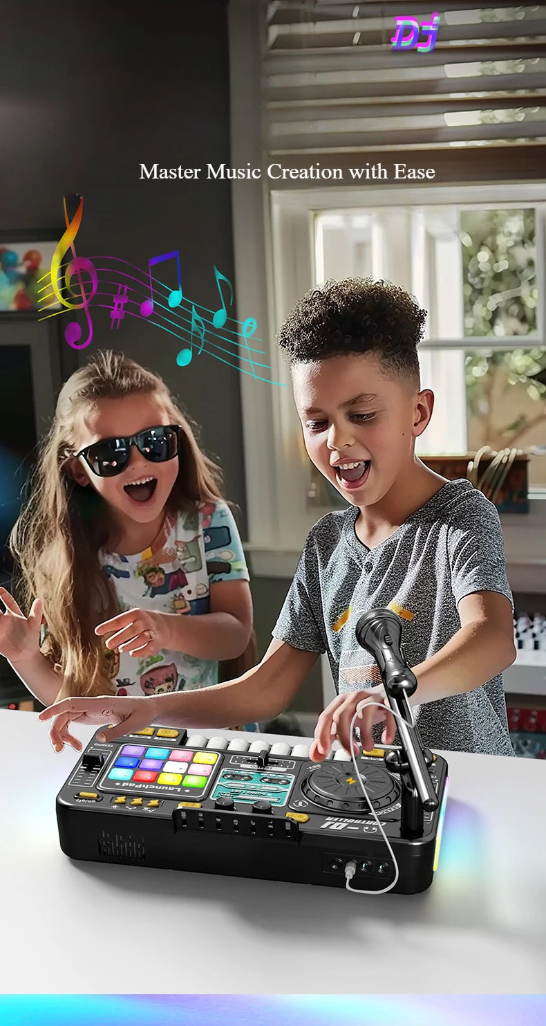 CONUSEA Kinder DJ-Mixer – Mikrofon, App-Steuerung, Klaviertastatur, 3–12 Jahre