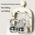 1 Stück Küchenschrank-Aufbewahrungsregal ohne Bohren – Multifunktionaler Organizer mit zwei Topfdeckelhaltern, Saugnapf-Wandbefestigung, einfache Installation, platzsparendes Design für Küche und Esszimmer, praktisches Hängeregal, Küchenorganizer