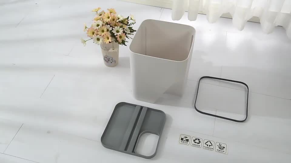 1 stapelbarer Mülleimer mit Deckel, einfacher Küchenabfalleimer, Toiletten- und Haushalts-Papierkorb aus Kunststoff für Wohnzimmer, Küche, Bad, Schlafzimmer und Büro