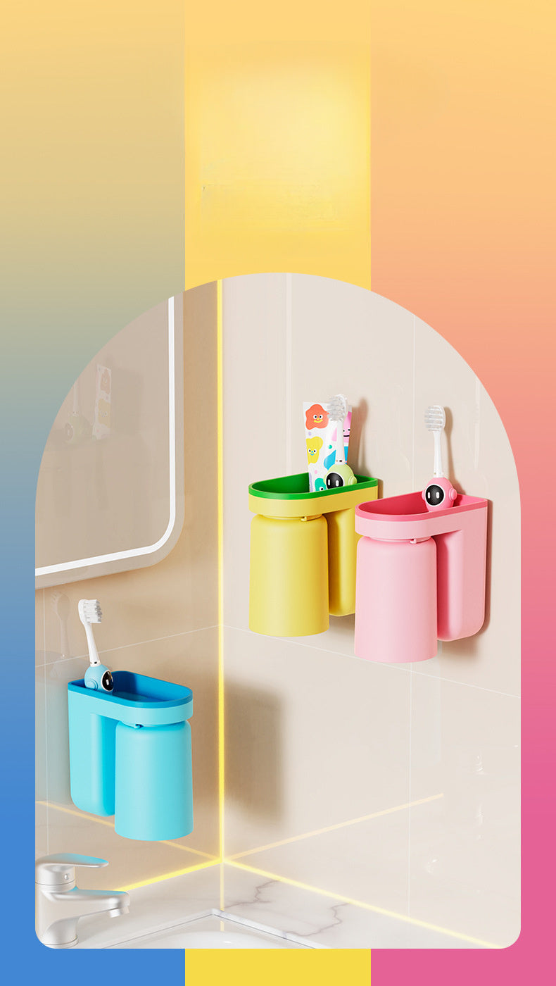 1 Stück Wandhängeleuchte in Macaron-Form mit Ablage für Zahnbürste, Zahnpasta, Schmuck, Rasierer und mehr – ideal für Paare.