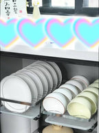 Ausziehbarer Geschirrständer, versenkbarer Abtropfkorb für Geschirr, Tassen und Gläser. Hergestellt aus rostfreiem Kohlenstoffstahl mit verstellbarer Abtropfschale. Ideal zur Aufbewahrung von Geschirr, ein unverzichtbares Küchenutensil.