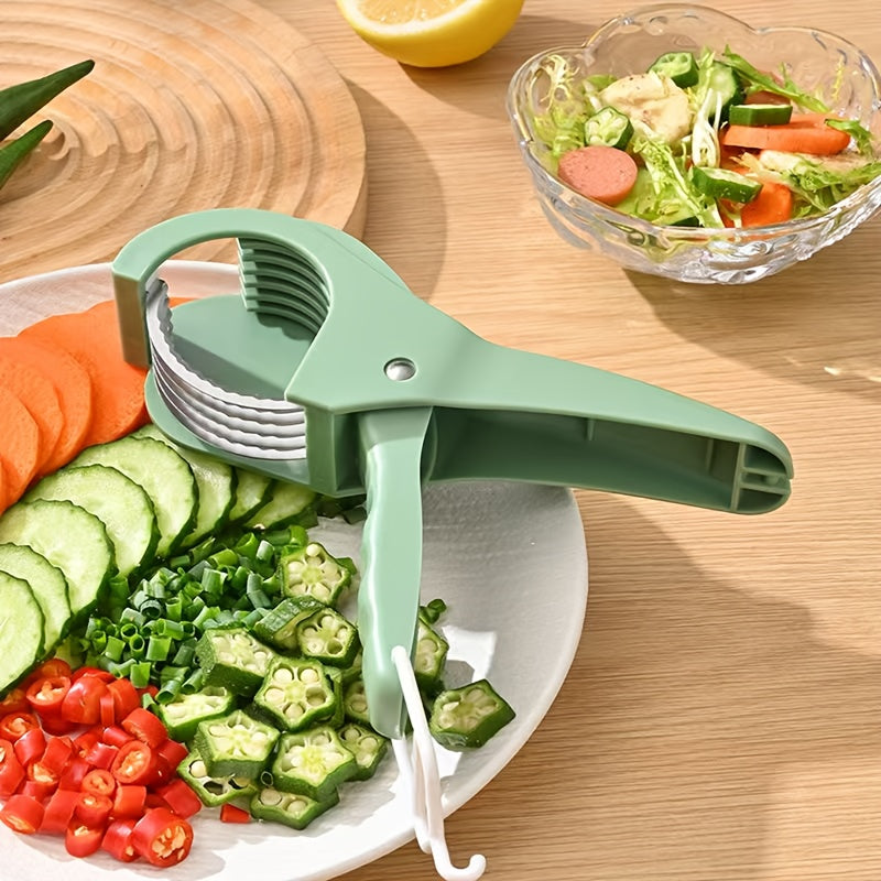 Tragbarer, multifunktionaler Obst- und Gemüseschneider, Bananenschneider, Erdbeerschneider, Küchenhelfer zum Schneiden von Karotten und anderem Gemüse, unverzichtbares kleines Küchengerät für Zuhause und Gastronomie