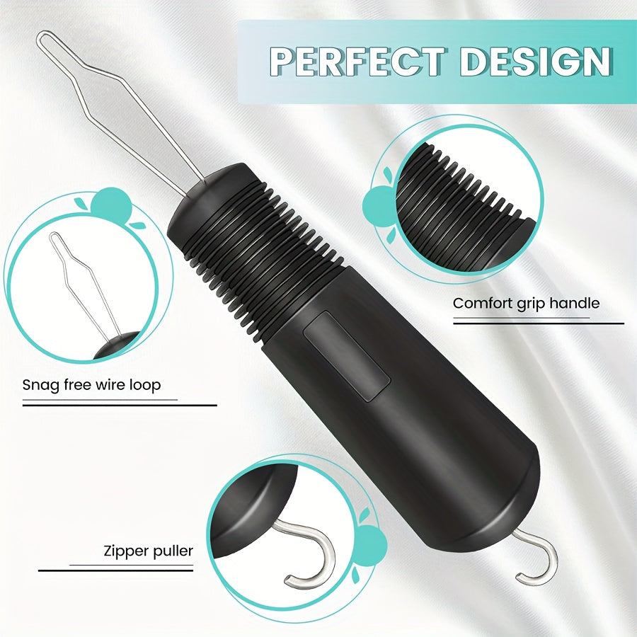 Knopfhaken und Reißverschluss-Ziehring, Hilfsmittel, Anziehhilfen, Hemdenknopf-Hilfsmittel, Einhandbedienung, Behinderte, Senioren