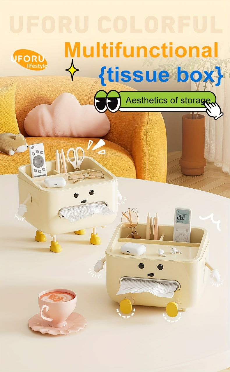 UFORU Luxus-Multifunktions-Küchenrollenbox mit Deckel – Hochwertige Kunststoffaufbewahrung für Wohnzimmer, Schlafzimmer, Couchtisch, Fernbedienungsablage, Aufbewahrungsboxen für mehr Ordnung im Haushalt