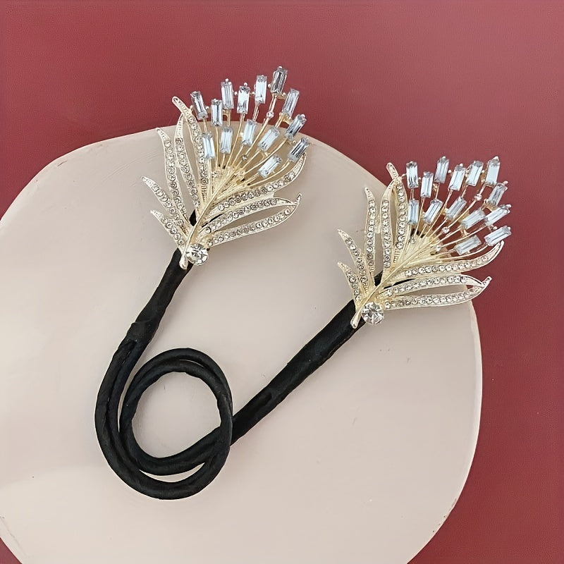 Strass-Feder-Zopfclip, Haarknotenwickler, Lockenwickler, Haarstylingstab