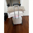 Heavy-Duty Foldable Utility Cart with 4 Rotating Wheels & Telescoping Handle - Collapsible Portable Rolling Crate Handcart, Durable Plastic/Metal Construction for Travel, Shopping, Office, Teachers, Luggage Storage, Office Or