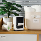 Etikettendrucker - Etikettierer mit Klebeband, Etikettendrucker PM220, tragbarer 2-Zoll-Thermodrucker für Zuhause, Büro, Adressen, Logos, Kleidung, kleine Unternehmen usw., unterstützt Etikettenbreiten von 23-54 mm (0,91"-2,12"), 1 Packung, Weiß, Schwarz,