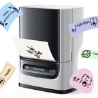 Etikettendrucker - Etikettierer mit Klebeband, Etikettendrucker PM220, tragbarer 2-Zoll-Thermodrucker für Zuhause, Büro, Adressen, Logos, Kleidung, kleine Unternehmen usw., unterstützt Etikettenbreiten von 23-54 mm (0,91"-2,12"), 1 Packung, Weiß, Schwarz,