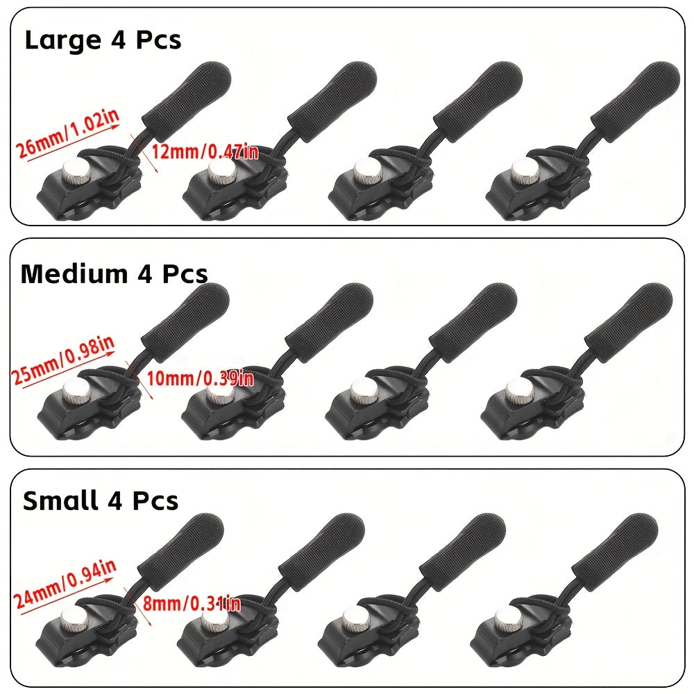 12-teiliges/3 Größen-Reparaturset für abnehmbare Reißverschlüsse
