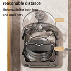 1 Stück Küchenschrank-Aufbewahrungsregal ohne Bohren – Multifunktionaler Organizer mit zwei Topfdeckelhaltern, Saugnapf-Wandbefestigung, einfache Installation, platzsparendes Design für Küche und Esszimmer, praktisches Hängeregal, Küchenorganizer