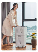 Moderner, ergonomischer Wäschekorb mit Deckel – Robustes Kunststoffdesign, mehrere Fächer für effizientes Sortieren der Wäsche, ideal für Bad und Haushalt, unverzichtbares Utensil für die Waschküche | Moderner Wäschekorb | Robuster Kunststoffkorb