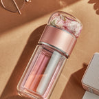 1 doppelwandige Glas-Tee-Eiflasche – isoliert, hitzebeständig, tragbar mit Teetrennfunktion, wiederverwendbar für Zuhause und unterwegs, familienfreundliches Design, multifunktionales Trinkgefäß | Transparenter Teetrenner