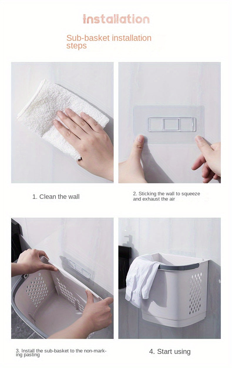 Moderner, ergonomischer Wäschekorb mit Deckel – Robustes Kunststoffdesign, mehrere Fächer für effizientes Sortieren der Wäsche, ideal für Bad und Haushalt, unverzichtbares Utensil für die Waschküche | Moderner Wäschekorb | Robuster Kunststoffkorb