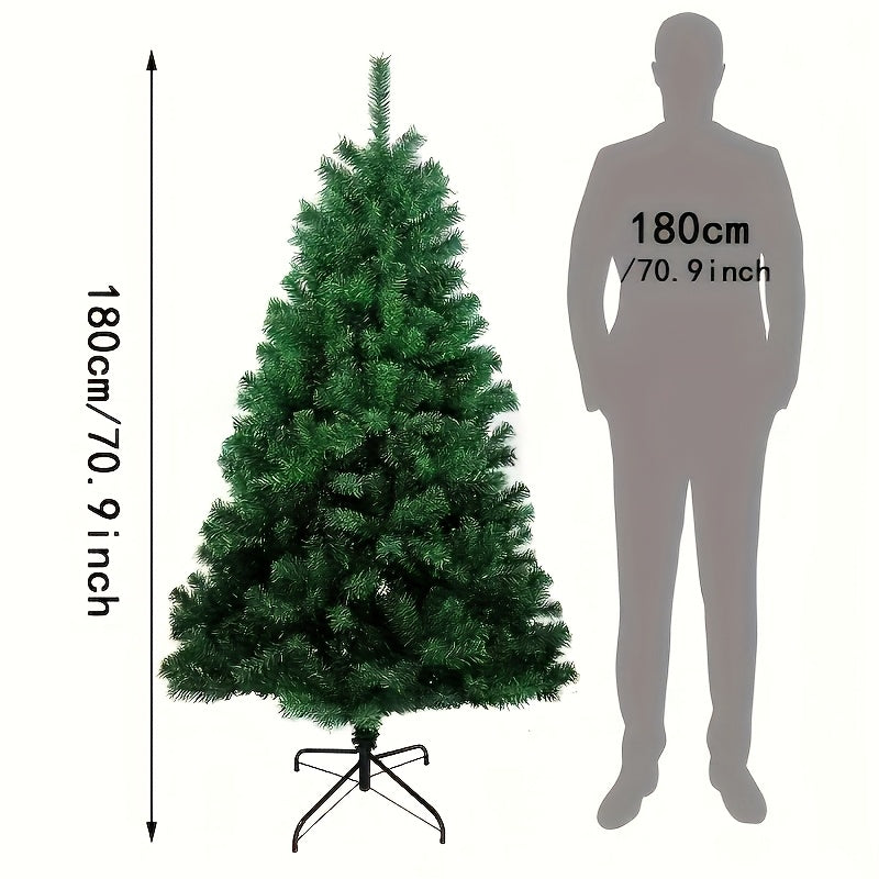1pc Christmas Green Artificial Tree with Foldable Base, Dense and Sturdy Branches, High Load Capacity, Easy to Assemble, 5 Sizes Available, Suitable for Indoor/Outdoor Use – Perfect Holiday Decoration Gift for Home, School,