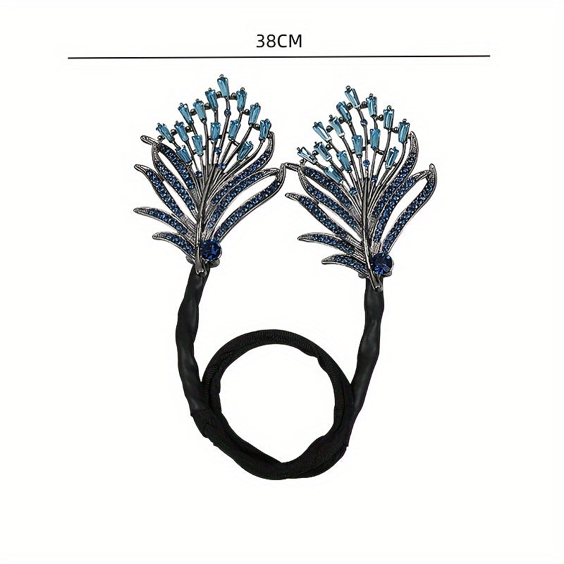 Strass-Feder-Zopfclip, Haarknotenwickler, Lockenwickler, Haarstylingstab
