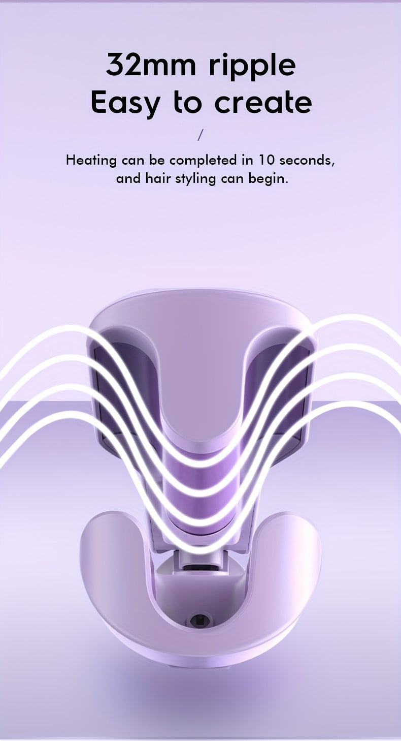 Lockenstab mit Kreppfunktion, Wellen-Lockenstab mit Kreppfunktion, Lockenstab für tiefe Wellen mit 2 Aufsätzen für Damen, geeignet für breite und tiefe Wellen, Geschenkidee für Frauen, Geburtstagsgeschenk, Muttertagsgeschenk, Pur