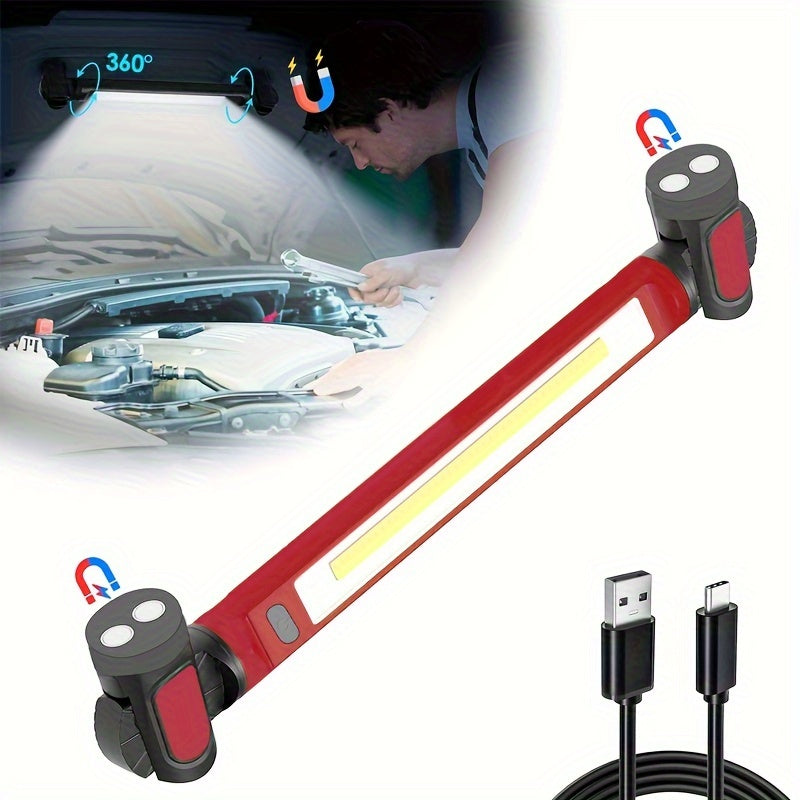 Wiederaufladbare LED-Arbeitsleuchte, 3000 lm, magnetische, kabellose Motorraum-Arbeitsleuchte mit Haken und USB-Stromanschluss, superhelle Taschenlampe für Mechaniker/Werkstatt/Notfall
