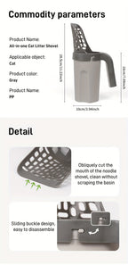 Großvolumige Katzenstreuschaufel mit integriertem Abfallbehälter – Tragbare, leicht zu reinigende Kunststoff-Katzenstreuschaufel