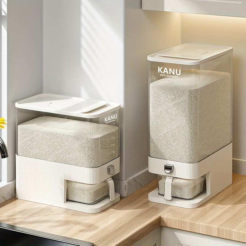 Großer, luftdichter Lebensmittelbehälter, Reisspender mit Messbecher, 11,34 kg Lebensmittelbehälter, feuchtigkeitsbeständiger, luftdichter Reisbehälter für den Haushalt, Reistank, Mehlbehälter