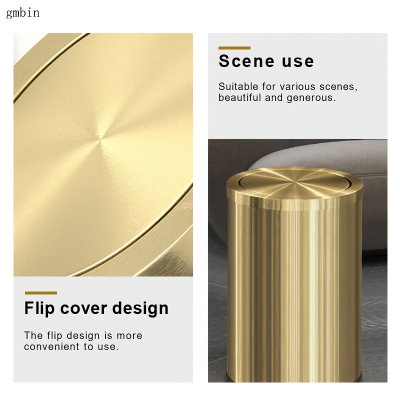 Gmbin Edelstahl-Abfalleimer mit geräuschlosem Deckel - Geruchsdicht, leicht zu öffnender Deckel für Küche, Bad und Wohnzimmer