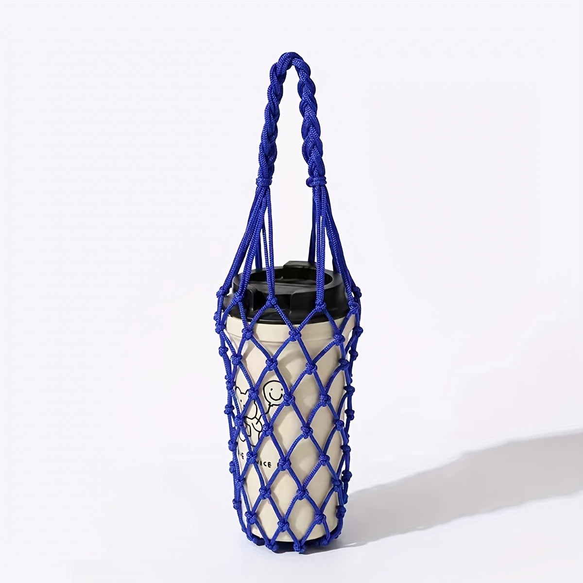 1pc Hand-Woven Net Bag, Water Cup, Drink Coffee Portable Bag, Reusable, Hand-Held Water Kettle Bag, Drink Bag, Decorative Net Bag, Storage Decorative Bag, Suitable for Giving Gifts to Friends, Relatives, Classmate