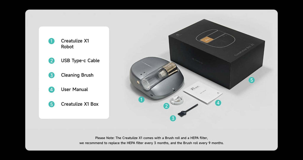 CREATULIZE X1 Roboter, automatischer Bettstaubsauger – kabellos, wiederaufladbar, UV-C-Licht-Desinfektion, 14 kPa Saugkraft, entfernt Hausstaubmilben und Allergene, mit HEPA-Filterung