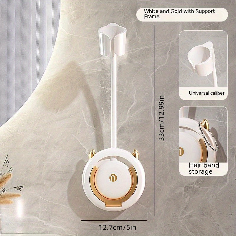 1 Stück universelle, spurlose Wandhalterung für Haartrockner, Haartrocknerhalterung für Badezimmer ohne Bohren, 360° verstellbarer, freihändiger Haartrocknerhalter aus Kunststoff, Badezimmerzubehör