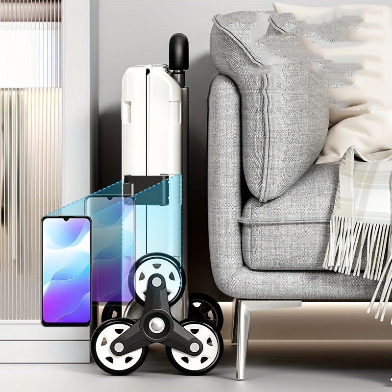 Foldable Utility Cart with Stair-Climbing Wheels, Collapsible Rolling Crate with Telescopic Handle & 360° Spinner Wheels - Durable Plastic Multi-Purpose Hand Truck for Teachers, Shopping, Moving, Storage, Moving Essentials C