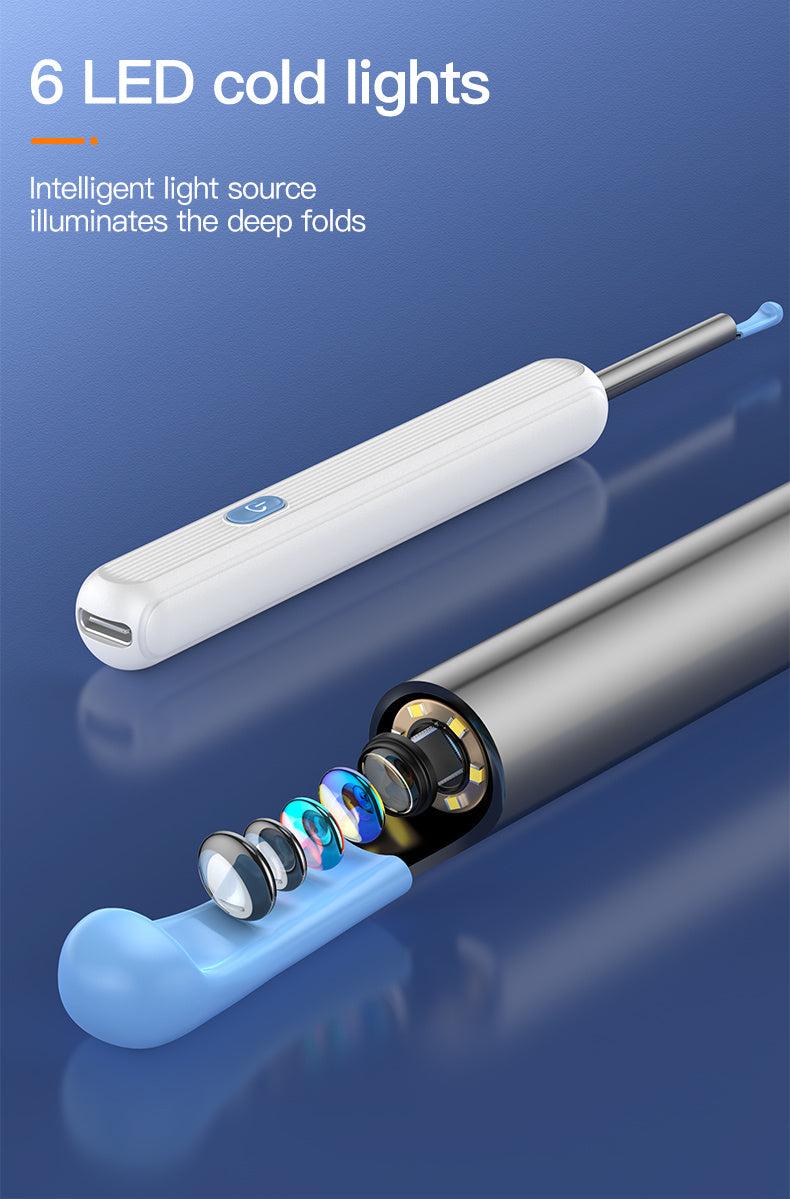 Inskam Visueller Ohrreiniger, Visueller Ohrreiniger mit Kamera und Licht, Ohrenschmalzentfernungswerkzeug mit 6 Ohrreiniger-Sets und 7 Ohrreiniger-Sets, WLAN-fähig, Batterie-/USB-Betrieb möglich, Lithiumbatterie, formaldehydfrei, geeignet für