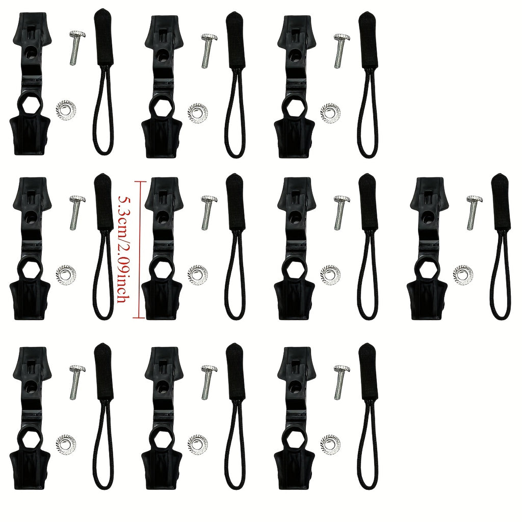 10 Stück universelles Werkzeug zum Austauschen von Schlossköpfen, schwarz, kostenloses Reparaturwerkzeug für Kleidung, Taschen, Schuhe und Stiefel sowie allgemeines Zubehör