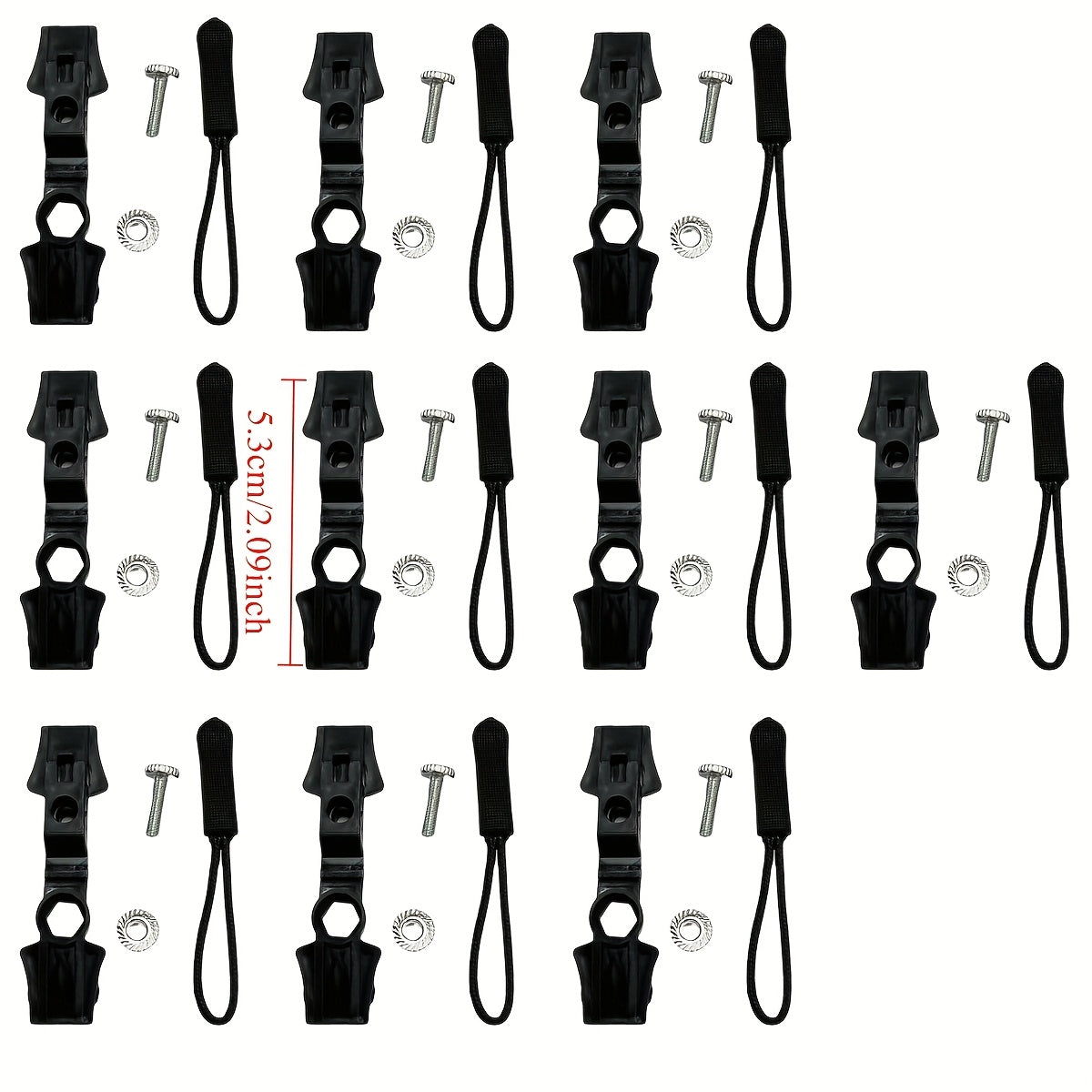 10 Stück universelles Werkzeug zum Austauschen von Schlossköpfen, schwarz, kostenloses Reparaturwerkzeug für Kleidung, Taschen, Schuhe und Stiefel sowie allgemeines Zubehör