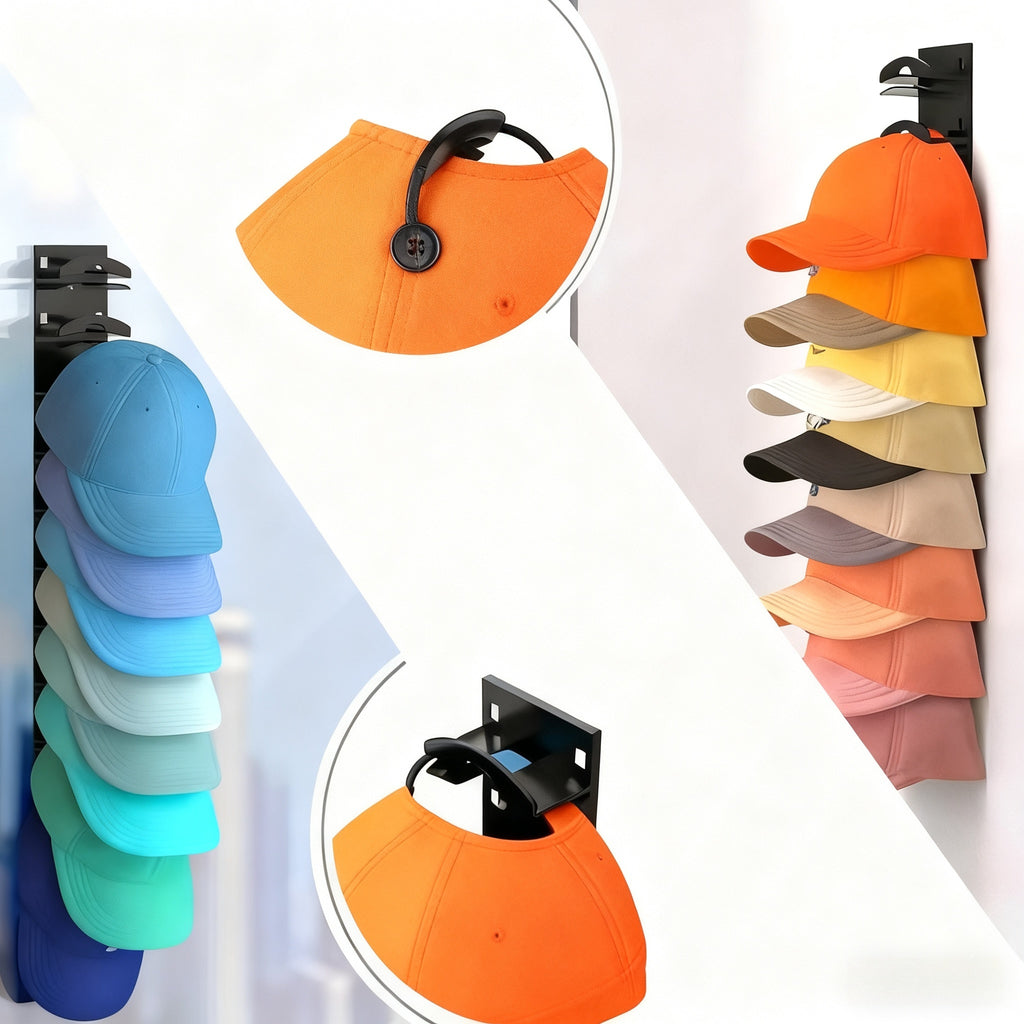 Mehrstöckiges, wandmontiertes Aufbewahrungsregal für gängige Baseballkappen