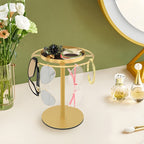 3-teiliges, vormontiertes Aufbewahrungsregal für 10 Brillen und Schmuck – Gold/Schwarz, geeignet für Brillen bis 8,89 cm Durchmesser, platzsparendng Organizer with Hooks, Tool-Free Assembly, Ideal for Home & Retail Use, Glasses Hanging Rack, Jewelry Or