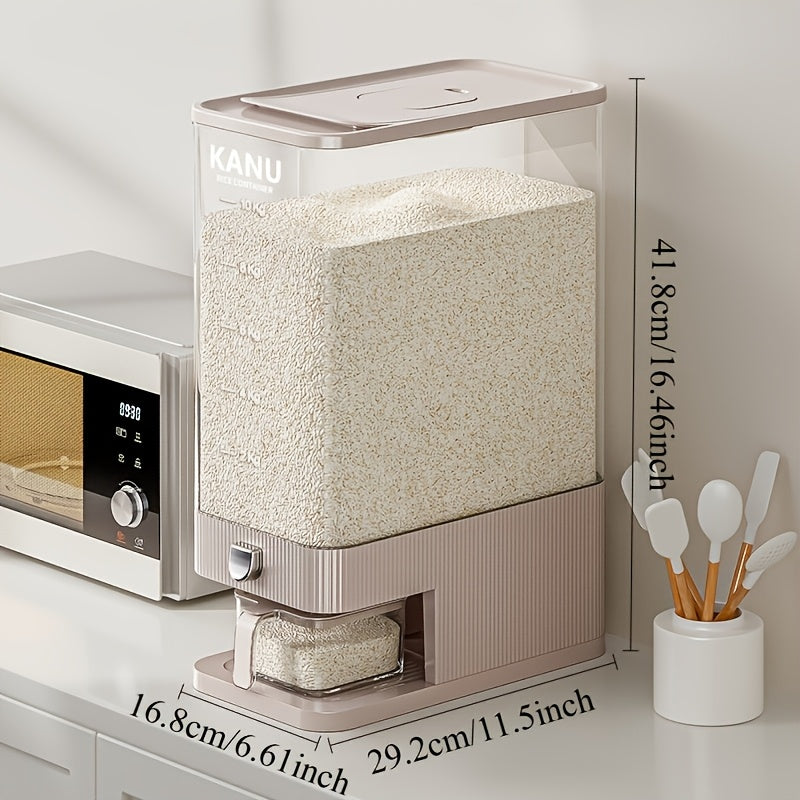 Großer, luftdichter Lebensmittelbehälter, Reisspender mit Messbecher, 11,34 kg Lebensmittelbehälter, feuchtigkeitsbeständiger, luftdichter Reisbehälter für den Haushalt, Reistank, Mehlbehälter