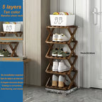 Adjustable & Foldable Bamboo Shoe Rack - Space-Saving 3-9 Tier Shoe Organizer for Small Spaces, No-Install Expandable Design for Home & Office, Natural Wood Finish, Shoe Storage Organizer