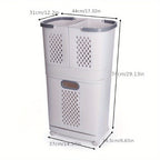 Moderner, ergonomischer Wäschekorb mit Deckel – Robustes Kunststoffdesign, mehrere Fächer für effizientes Sortieren der Wäsche, ideal für Bad und Haushalt, unverzichtbares Utensil für die Waschküche | Moderner Wäschekorb | Robuster Kunststoffkorb