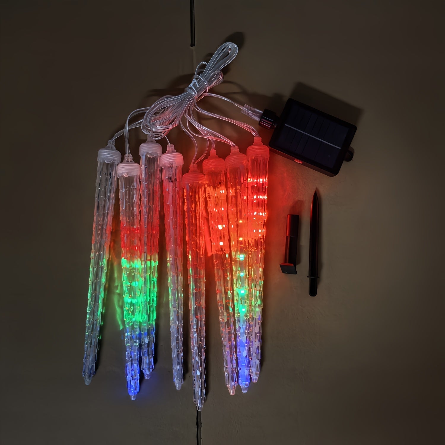 8-Pack Solar-Powered Icicle Lights - Outdoor Christmas Decoration with Solar Charging, Auto-Cycling On/Off, No Wiring Needed, for Garden, Roof, Tree, Party - Energy-Efficient Solar icicle lamps (192 SMD LEDs, 5.3m/17.5ft, Dur