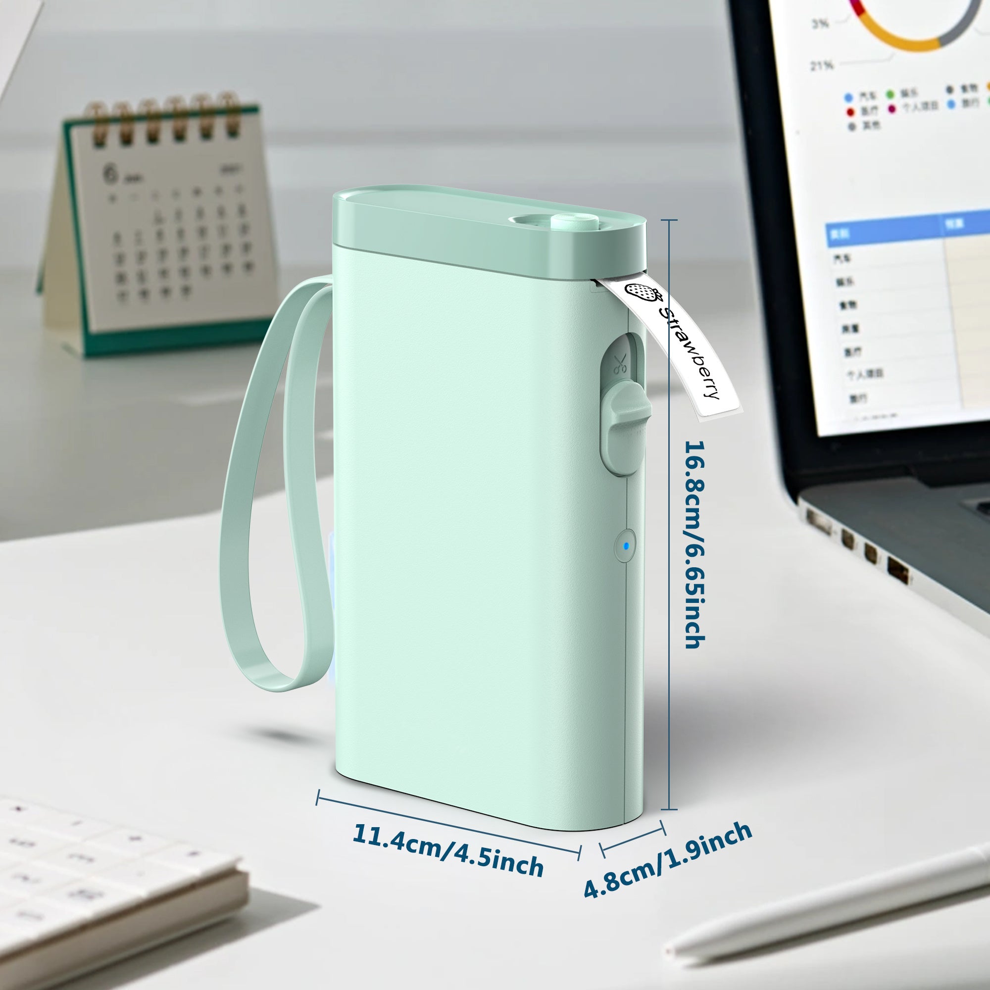 Tragbarer Mini-Thermoetikettendrucker, P21B Etikettendrucker, kabelloses Etikettiergerät, einfach zu bedienen, für Smartphones, zur Aufbewahrung und Raumorganisation, Büro und Zuhause, mehrfarbig.