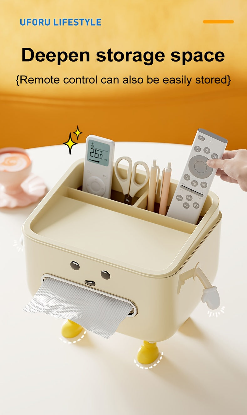 UFORU Luxus-Multifunktions-Küchenrollenbox mit Deckel – Hochwertige Kunststoffaufbewahrung für Wohnzimmer, Schlafzimmer, Couchtisch, Fernbedienungsablage, Aufbewahrungsboxen für mehr Ordnung im Haushalt