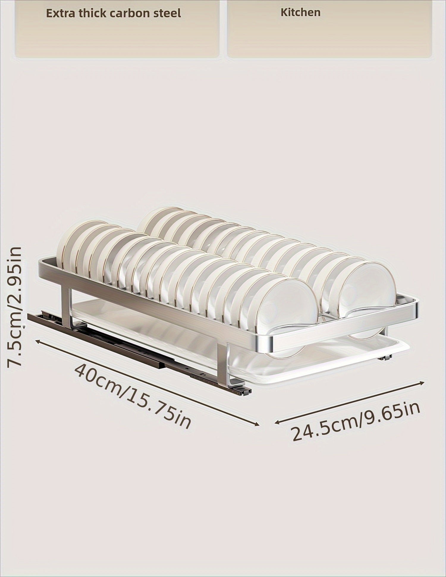 Ausziehbarer Geschirrständer, versenkbarer Abtropfkorb für Geschirr, Tassen und Gläser. Hergestellt aus rostfreiem Kohlenstoffstahl mit verstellbarer Abtropfschale. Ideal zur Aufbewahrung von Geschirr, ein unverzichtbares Küchenutensil.