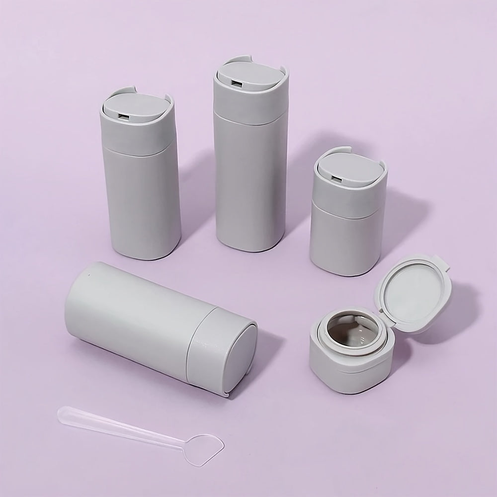 5-teiliges Reiseflaschen-Set mit Löffel und Etikettenaufklebern für Shampoo, Spülung, Lotion und Reinigungsmittel – Unverzichtbar für Fitnessstudio und Reisen